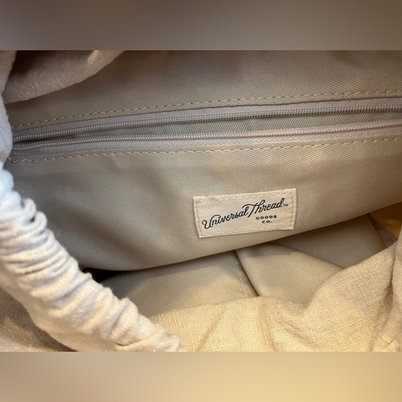 Women’s shoulder bag straw brown tan round handle cinch close universal thread - Picture 10 of 11